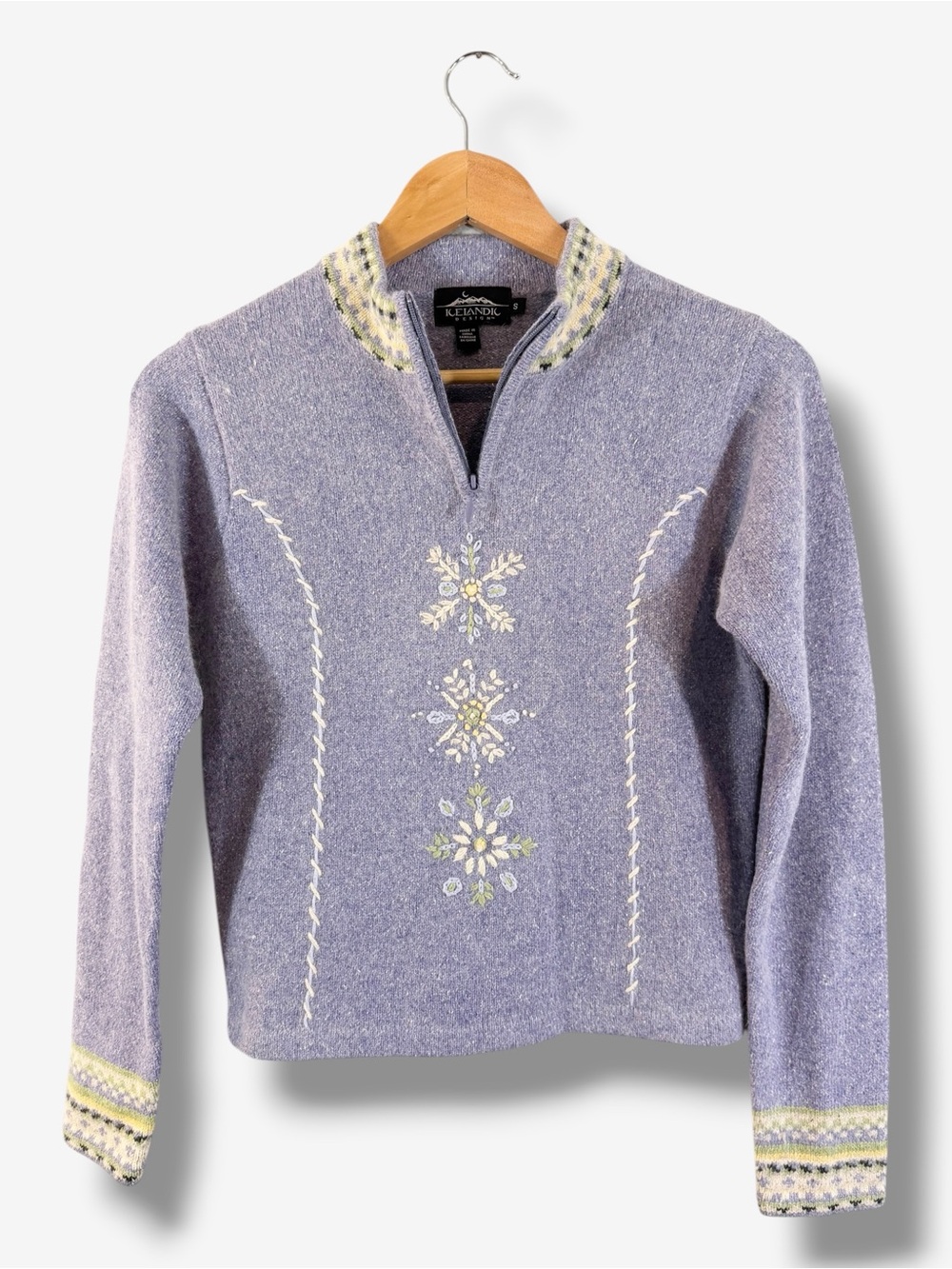 Icelandic Design Quarter Zip Sweater Size S Atlandia 2005 Purple Silk Angora